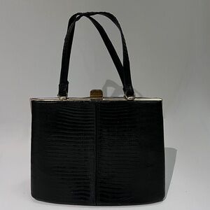 60s Vintage Sydney California- Black Alligator Leather Handbag